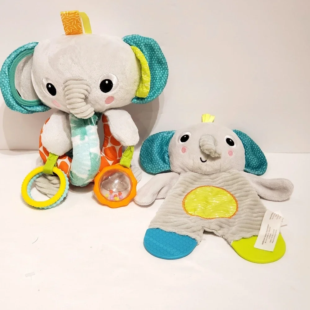 Bright Starts Elephant Baby Rattle and Crinkle Teether Set